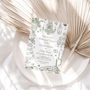 Sage Green Hand Drawn Whimsical Rehearsal Dinner Invitation