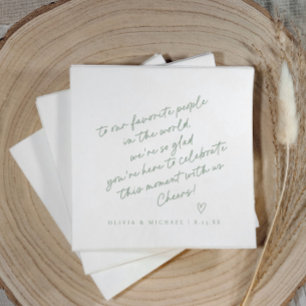 Sage Green Handwriting Love Note Style Wedding Napkin