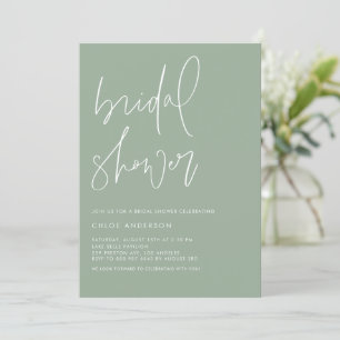 Sage Green Handwritten Script Bridal Shower Invitation