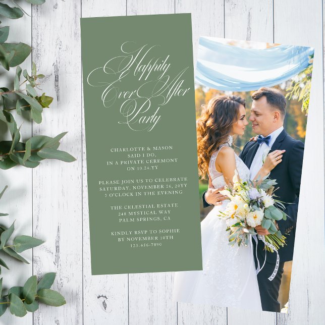 Sage Green Happily Ever After Reception Invitation (Creator Uploaded)