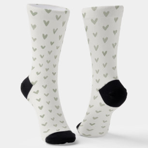Sage Green Heart Pattern Socks