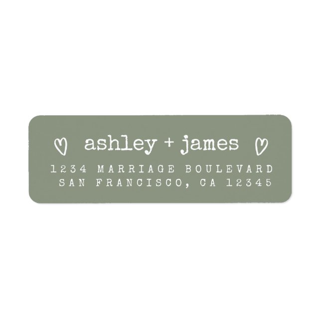 Sage Green Heart Script Couple Return Address  (Devant)