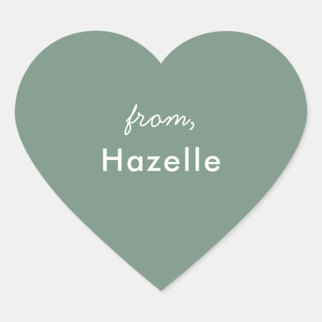Sage green heart shape valentine's sticker (Front)