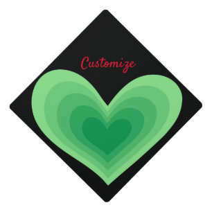Sage Green Heart Thunder_Cove Graduation Cap Topper