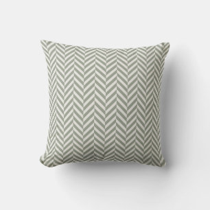 Sage Green Herringbone Geometric Outdoor Pillow