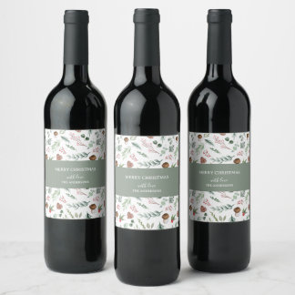 Sage Green Holiday Wine Label