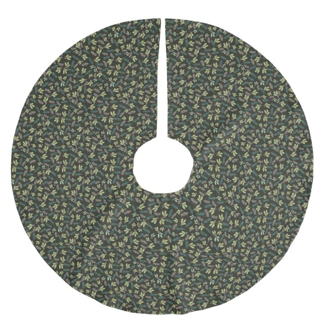 Sage Green Holly Christmas Brushed Polyester Tree Skirt (Front)
