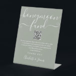 Sage Green Honeymoon Fund QR Code Pedestal Sign<br><div class="desc">An elegant sage green honeymoon fund sign,  personalized with your special message,  names and wishing well QR code. Designed by Thisisnotme©</div>