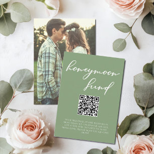 Sage Green Honeymoon Fund with Couple Photo Enclosure Card