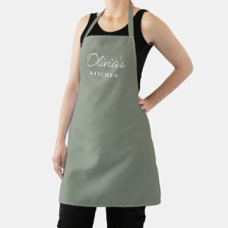 Sage Green Housewarming Gift Kitchen Personalized Apron