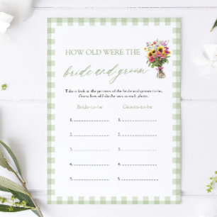 Sage Green How Old Were The Bride & Groom Game Invitation