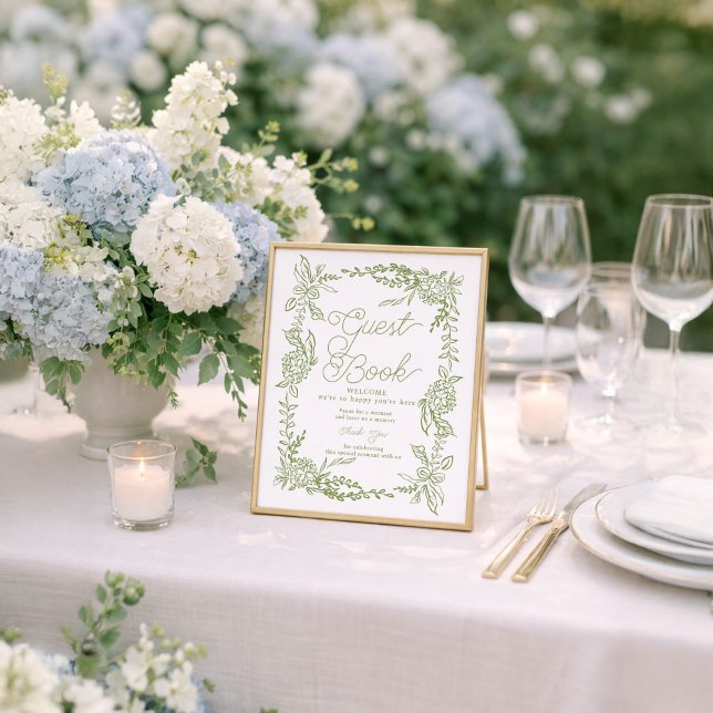 Sage Green Hydrangea Guest Book Sign (Creator Uploaded)