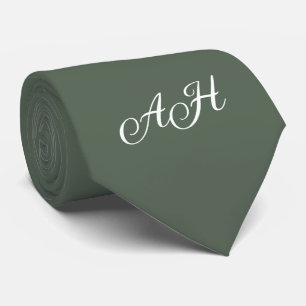 Sage Green Initial Groomsmen Monogram Monogrammed  Tie