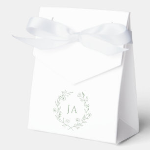 Sage Green Initials Wedding Favor Box