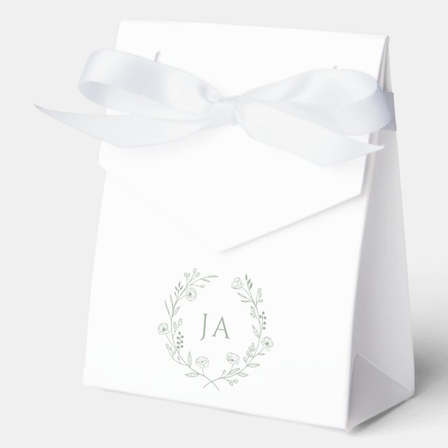 Sage Green Initials Wedding Favor Box (Front)