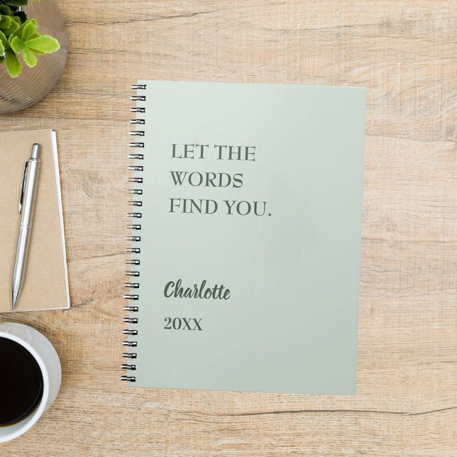 Sage green inspirational quote writing notebook (Creator Uploaded)