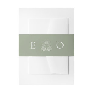 sage green invitation belly band