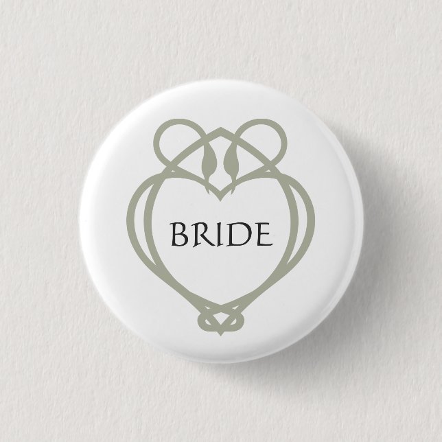 Sage Green Irish Celtic Swan Bride 1 Inch Round Button (Front)