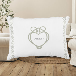 Sage Green Irish Celtic Swan Love Knot Family Name Accent Pillow