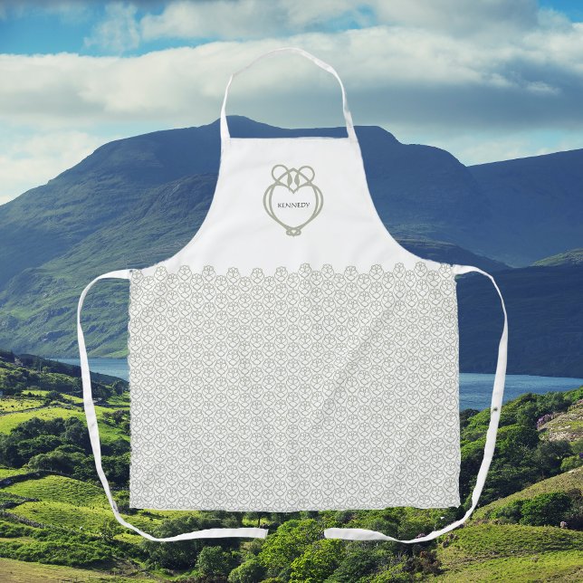 Sage Green Irish Celtic Swan Love Knot Family Name Apron (Creator Uploaded)