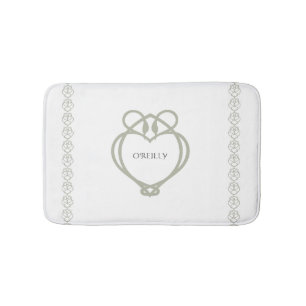 Sage Green Irish Celtic Swan Love Knot Family Name Bath Mat
