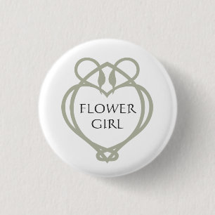 Sage Green Irish Celtic Swan Love knot Flower Girl 1 Inch Round Button