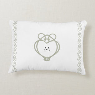 Sage Green Irish Celtic Swan Love Knot Monogram Accent Pillow