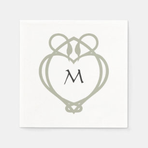 Sage Green Irish Celtic Swan Love Knot Monogram Napkin