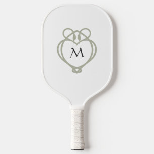 Sage Green Irish Celtic Swan Love Knot Monogram Pickleball Paddle