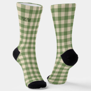 Sage Green Ish Preppy Gingham Plaid Socks