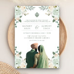 Sage Green Ivory Anand Karaj Indian Sikh Wedding Invitation<br><div class="desc">Amaze your guests with this elegant Sikh wedding invite featuring a beautiful watercolor illustration of a Punjabi couple and pastel flowers with modern typography. Simply add your event details on this easy-to-use template to make it a unique personalized one-of-a-kind invitation.</div>