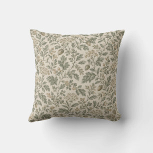 Sage Green & Ivory Botanical Rustic French Throw Pillow