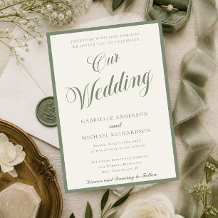 Sage Green & Ivory Elegant Script Our Wedding Invitation