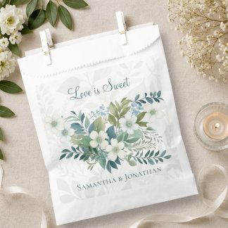 Sage Green Ivory Eucalyptus Wedding Love is Sweet Favour Bag
