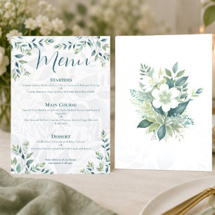 Sage Green Ivory Eucalyptus Wedding Menu Card