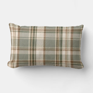 Sage Green & Ivory Heritage Tartan Rustic French Lumbar Pillow