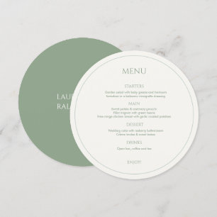 Sage Green & Ivory Monogrammed Round Wedding Menu