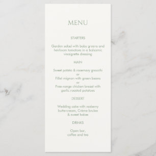 Sage Green & Ivory Monogrammed Wedding Menu
