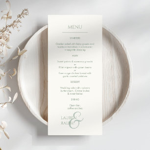 Sage Green & Ivory Monogrammed Wedding Menu