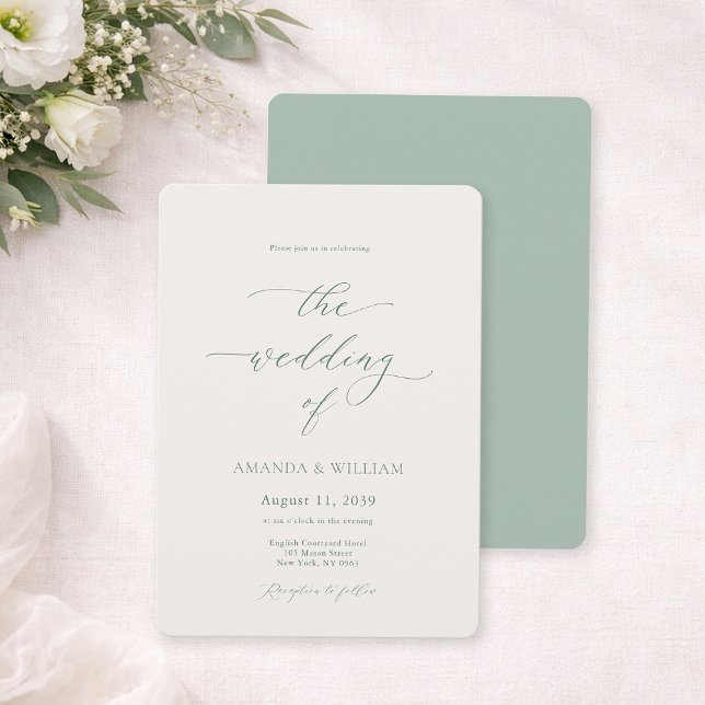 Sage Green & Ivory Wedding Invitation (Créateur téléchargé)