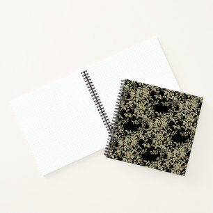 Sage Green Jasmine Leaves on Black Sketchbook Notebook