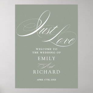 Sage Green Just Love Wedding Welcome Sign