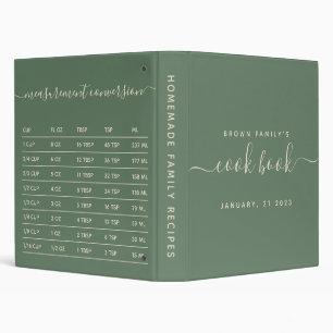 Sage Green Kitchen Measurement Cooking Binder