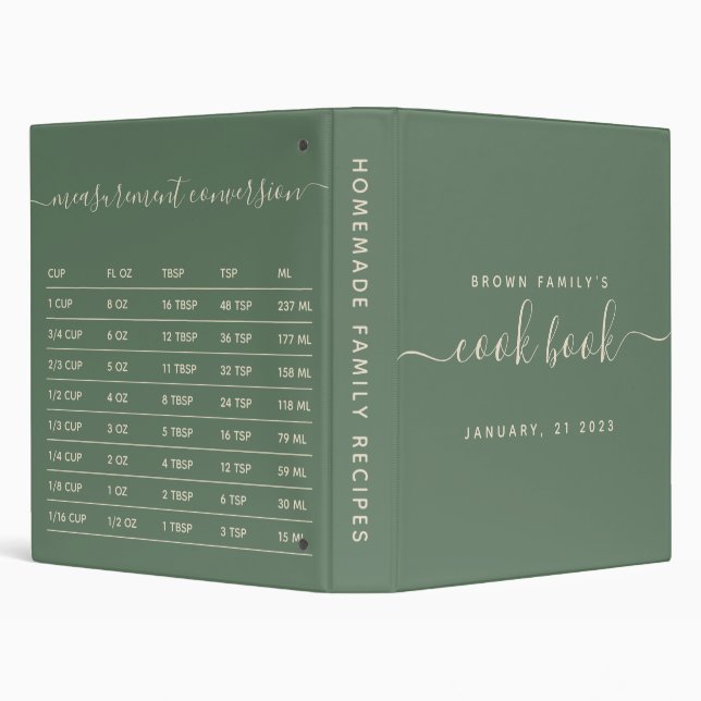Sage Green Kitchen Measurement Cooking Binder (Background)