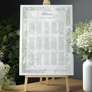 Sage Green Landscape Toile Wedding Seating Chart