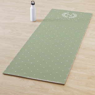 Sage Green Laurel Monogram Polka Dot Pattern Yoga Mat