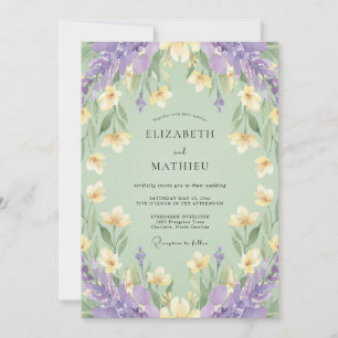Sage Green Lavender Spring Wedding Invitation