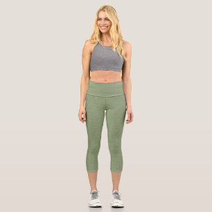 Sage Green Leaf Embroidered Leggings