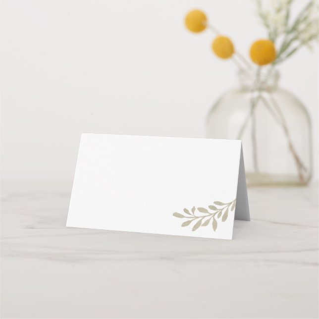 Sage Green Leaf Folded Place Card (Back)