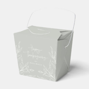 Sage Green Leaf Motif Happy Thanksgiving Favor Box